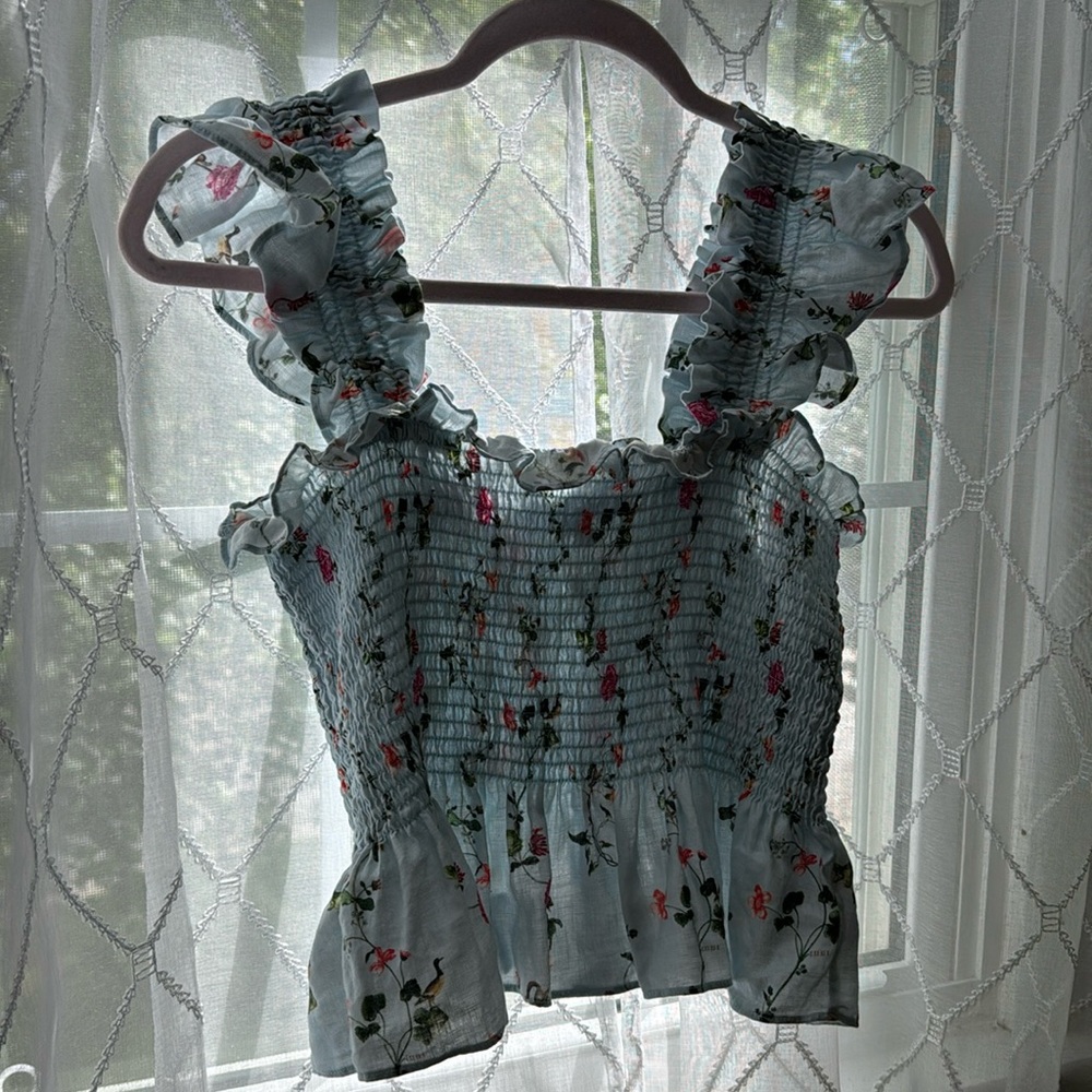 Hill House The Paz Top Pond Floral Poplin